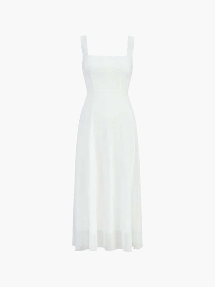 Square Neck Midi Dress Womens - Elegant A-Line Wedding Attire Seraphina - Heston Manor