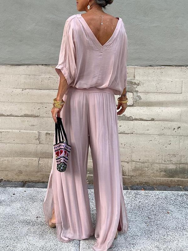 V-Neck Jumpsuit Womens - 2 Piece Batwing Sleeve Set Orabela - Heston Manor