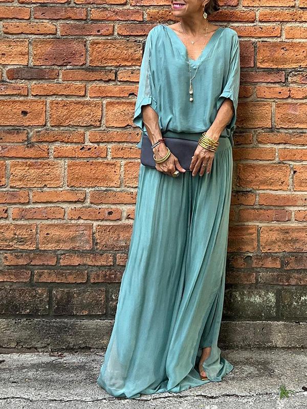 V-Neck Jumpsuit Womens - 2 Piece Batwing Sleeve Set Orabela - Heston Manor