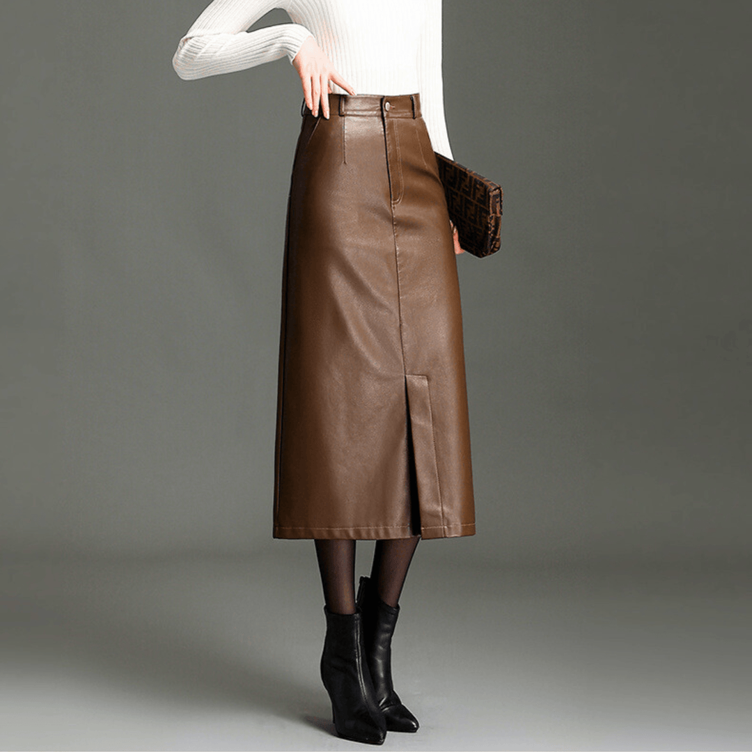 Valencia High-Waist Leather Skirt - Heston Manor