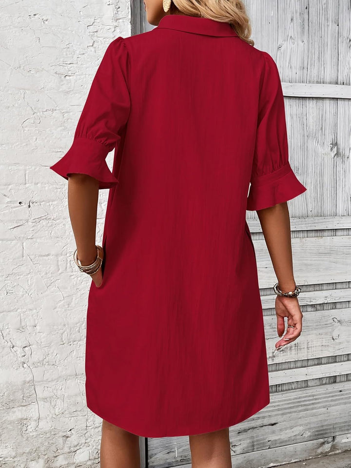 Button-Down Shirt Dress Womens - Versatile Knee-Length Attire Harleena - Heston Manor