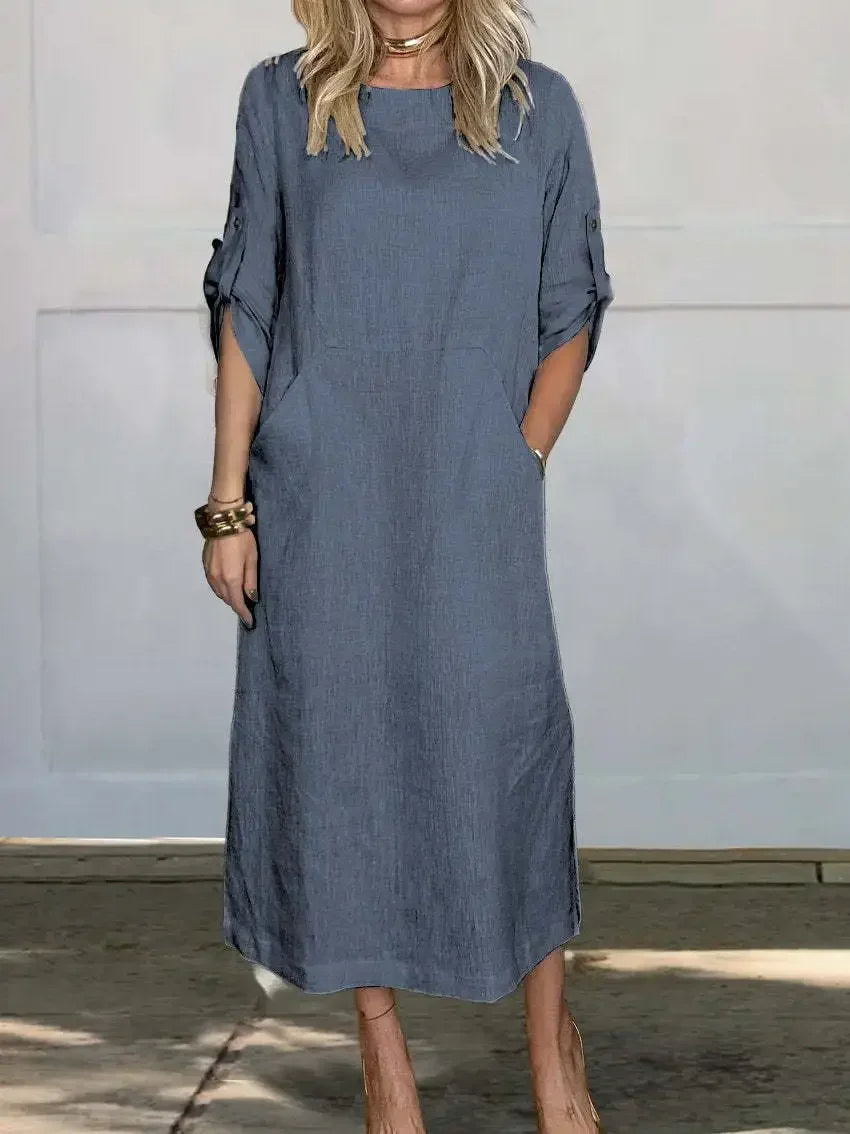 A-Line Draped Dress Womens - Evening Breathable Comfort Poppy - Heston Manor