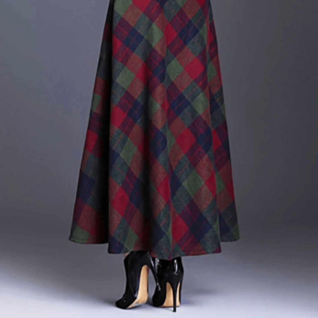 Valeria Plaid Wool-Blend High-Waist Maxi Skirt - Heston Manor