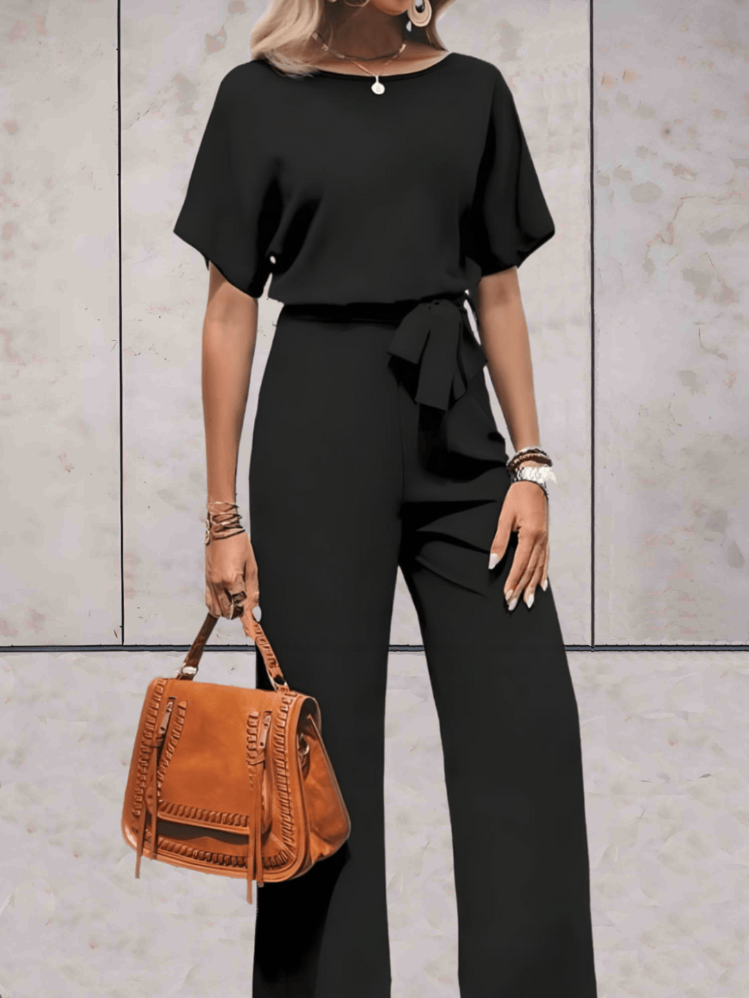 Women's Two-Piece Set - Camel Short Sleeve Outfit Padero - Heston Manor