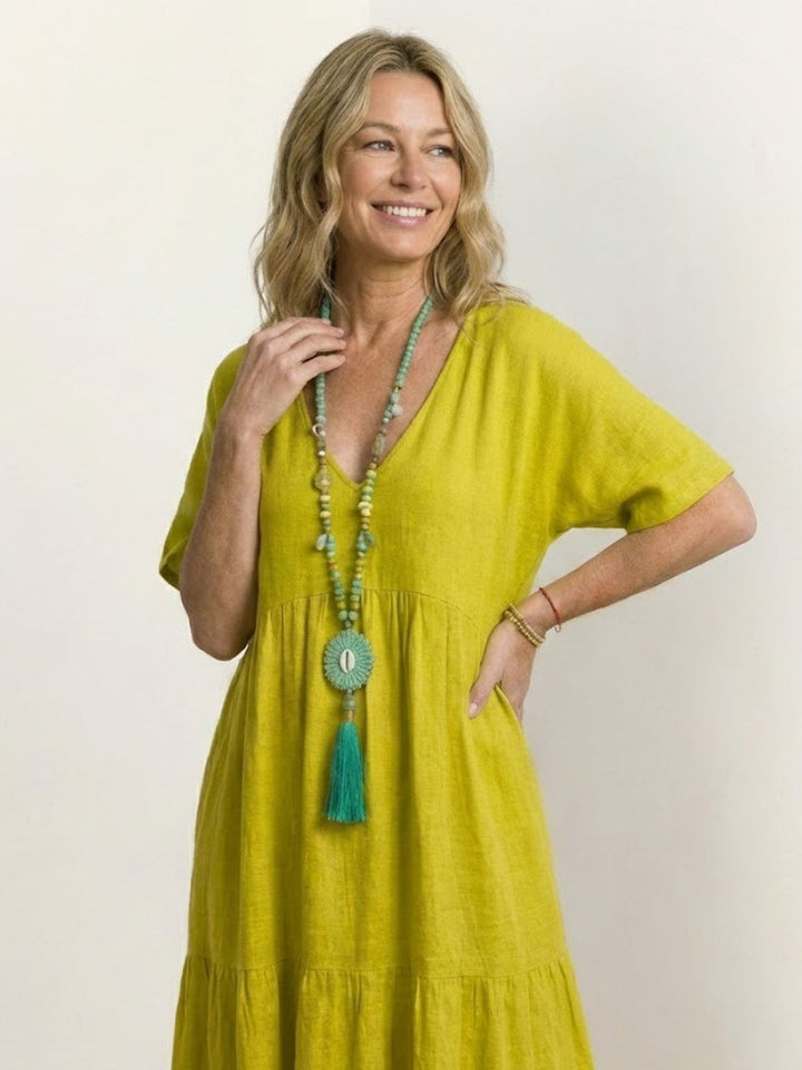 V-Neck Maxi Dress Womens - Tiered Bohemian Summer SiennaX - Heston Manor