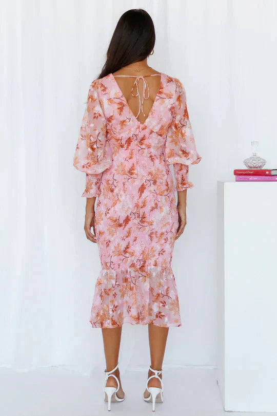 Floral Draped Dress Womens - Evening Flowy Silhouette Glamabelle - Heston Manor