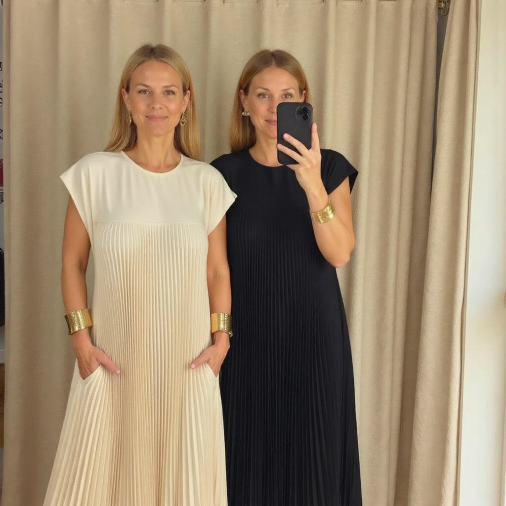 Maxi Dress Womens - Flowy Pleated Cocktail Gown Fernalyn - Heston Manor