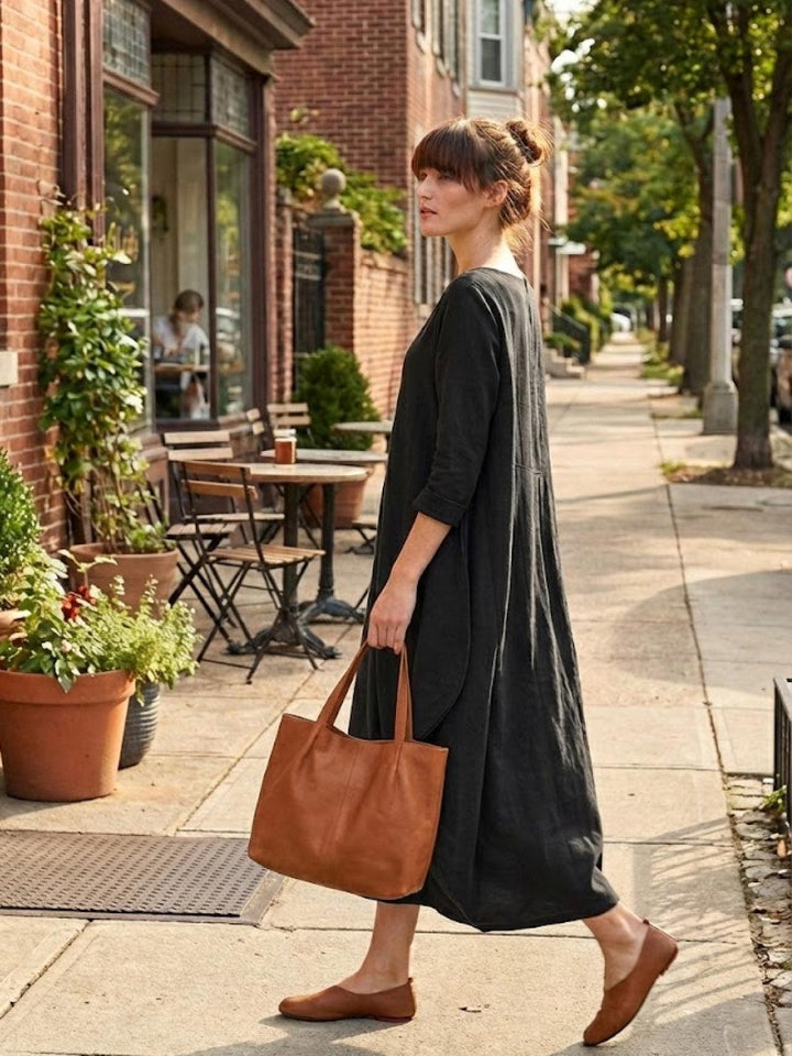 Boho Maxi Dress Womens - Oversized 3/4 Sleeves SerenaFlow - Heston Manor