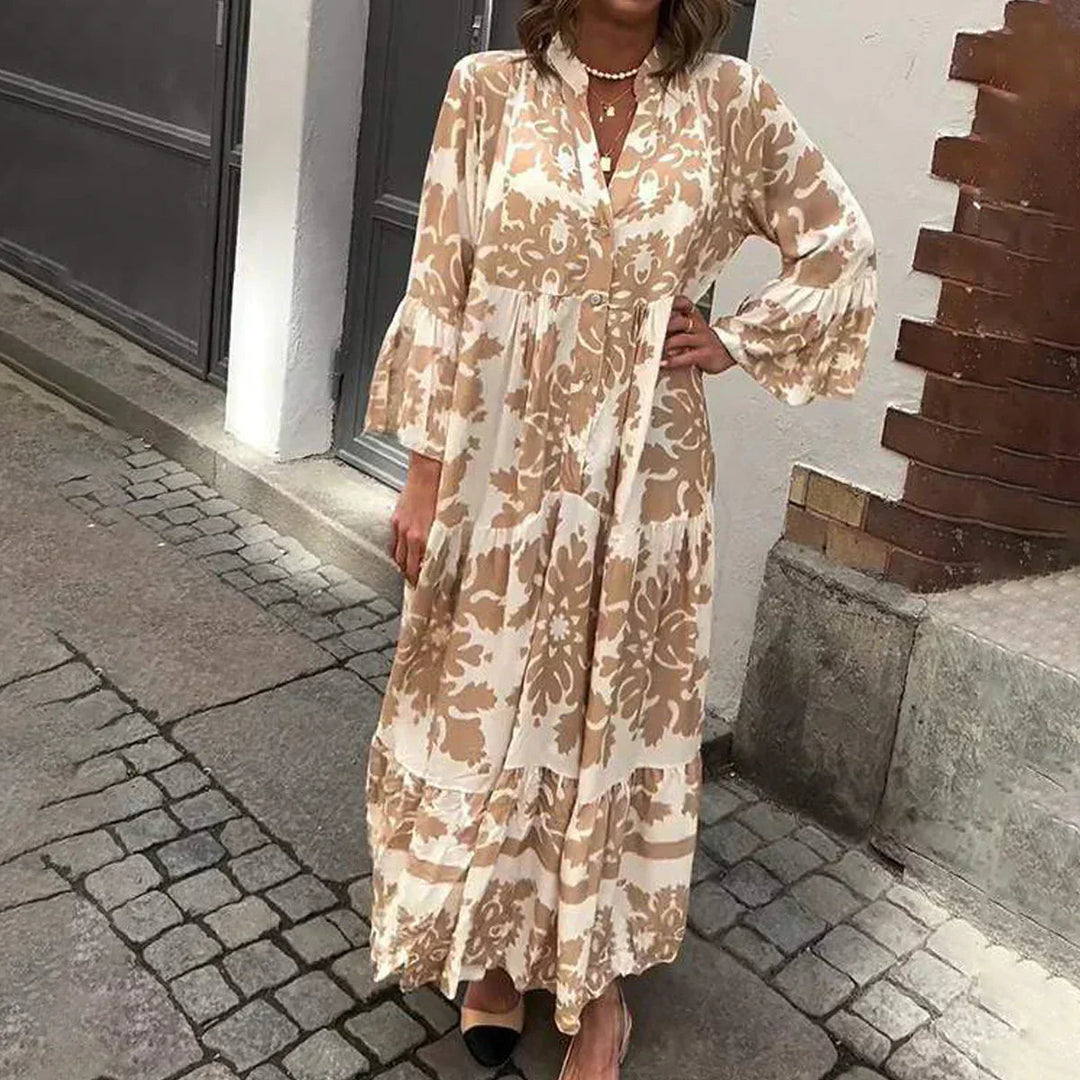 Boho Maxi Dress Womens - Flowy Printed Casual Outfit Zephra - Heston Manor
