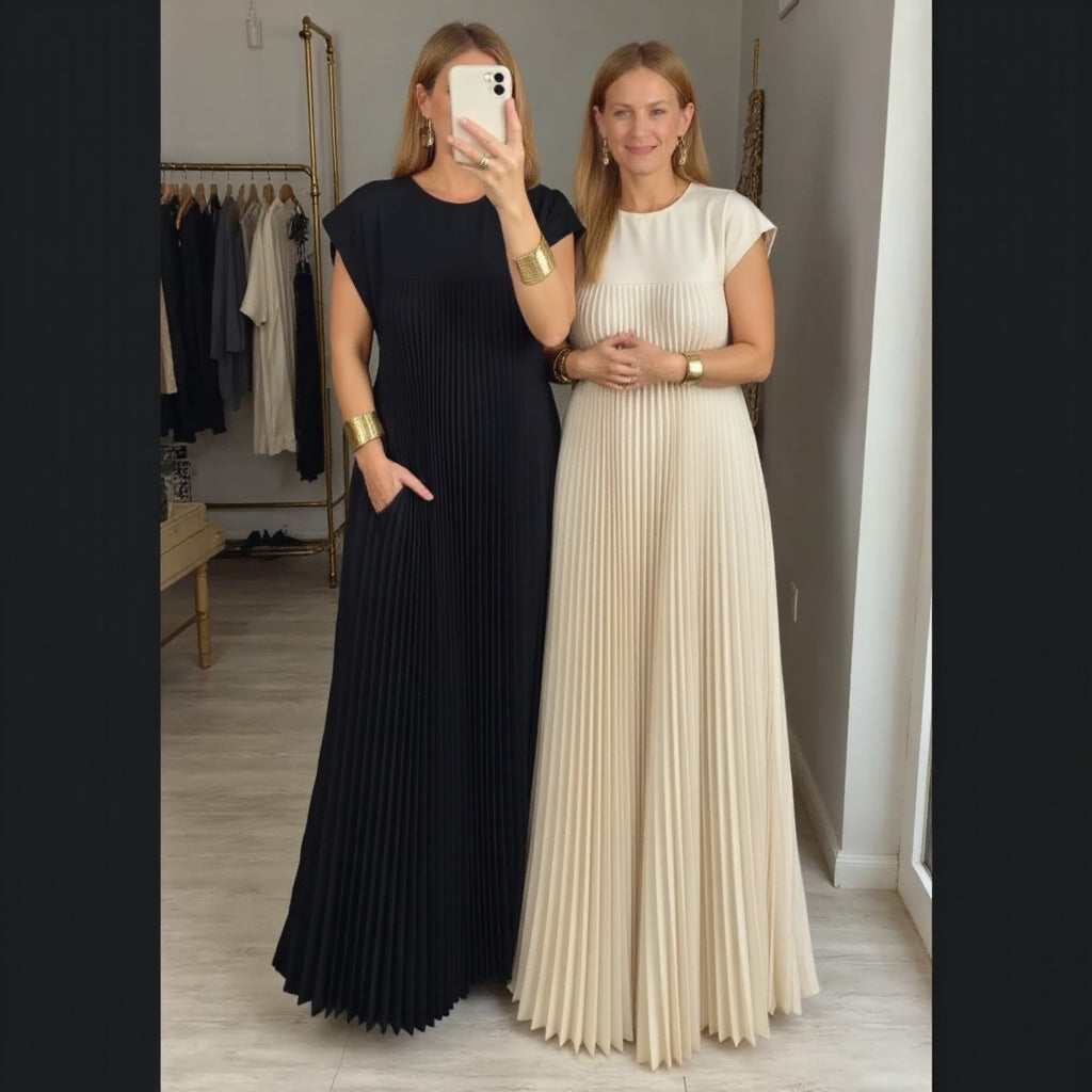Maxi Dress Womens - Flowy Pleated Cocktail Gown Fernalyn - Heston Manor