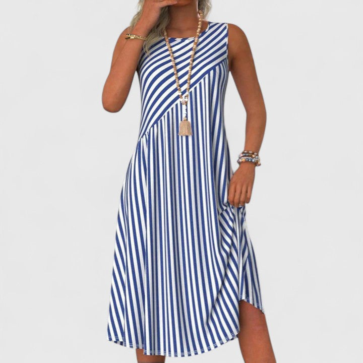 Striped Sleeveless Midi Dress Womens - Summer Beach Style Zella - Heston Manor