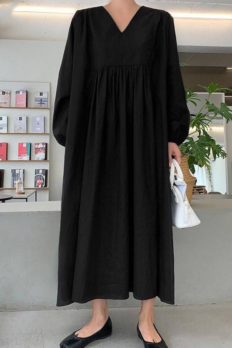Midi Dress Womens - Smocked Waist Balloon Sleeves Joretta - Heston Manor