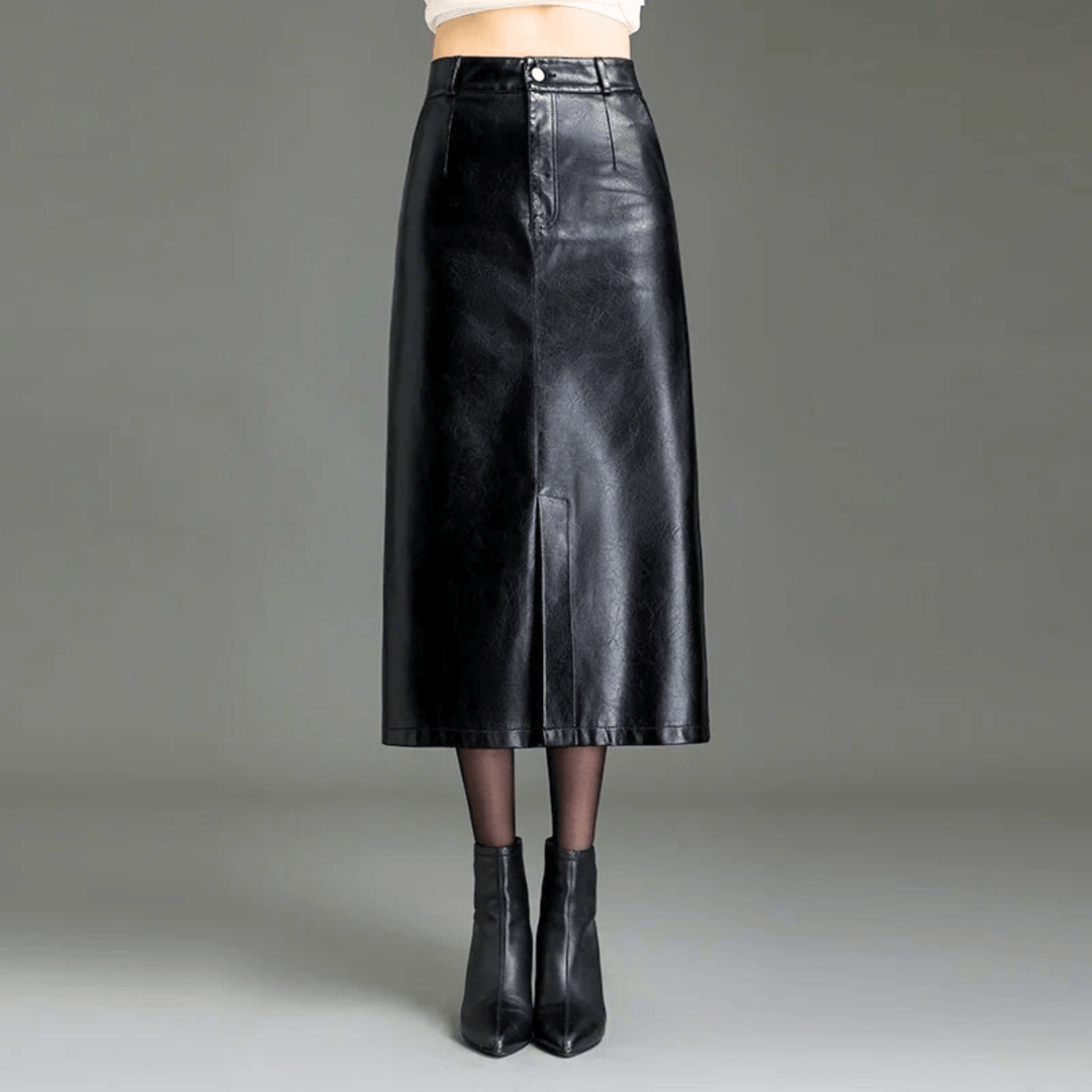 Valencia High-Waist Leather Skirt - Heston Manor