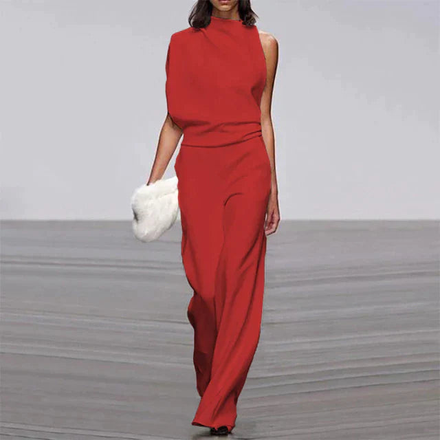 Mock Neck Jumpsuit Womens - Sleeveless Wide-Leg Elegance Vivirose - Heston Manor