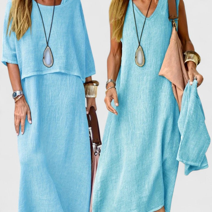 Linen Two-Piece Set Dress Womens - Breezy Versatile Outfit Lea - Heston Manor