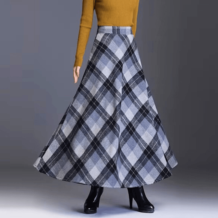 Valeria Plaid Wool-Blend High-Waist Maxi Skirt - Heston Manor
