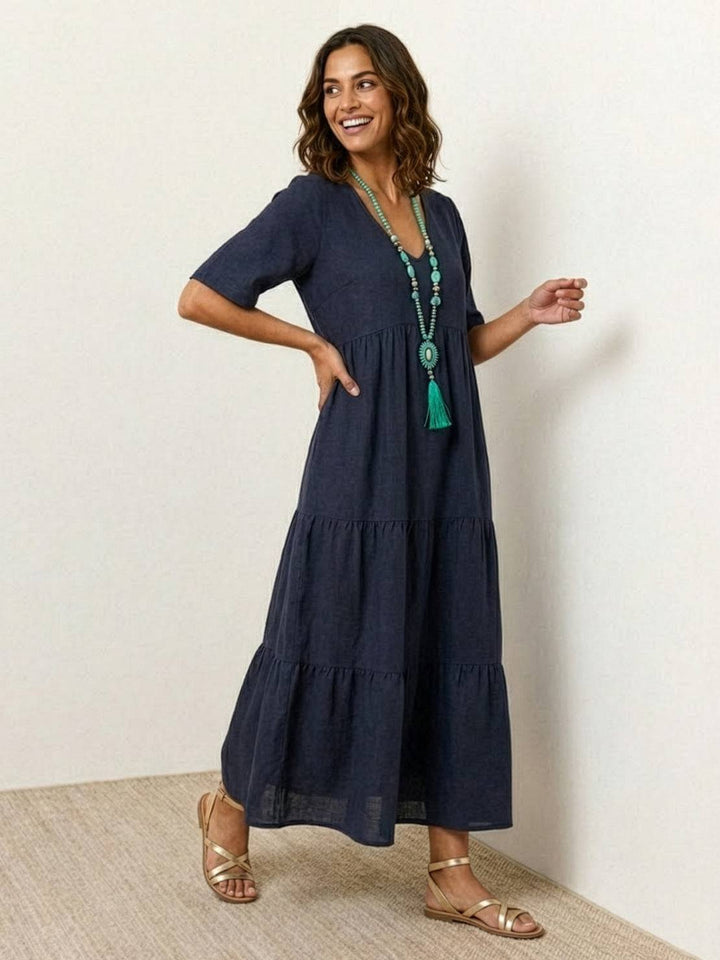 V-Neck Maxi Dress Womens - Tiered Bohemian Summer SiennaX - Heston Manor