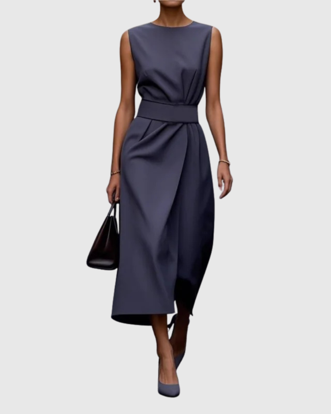 Midi Dress Womens - Sleeveless Twist Waist Design Vera - Heston Manor
