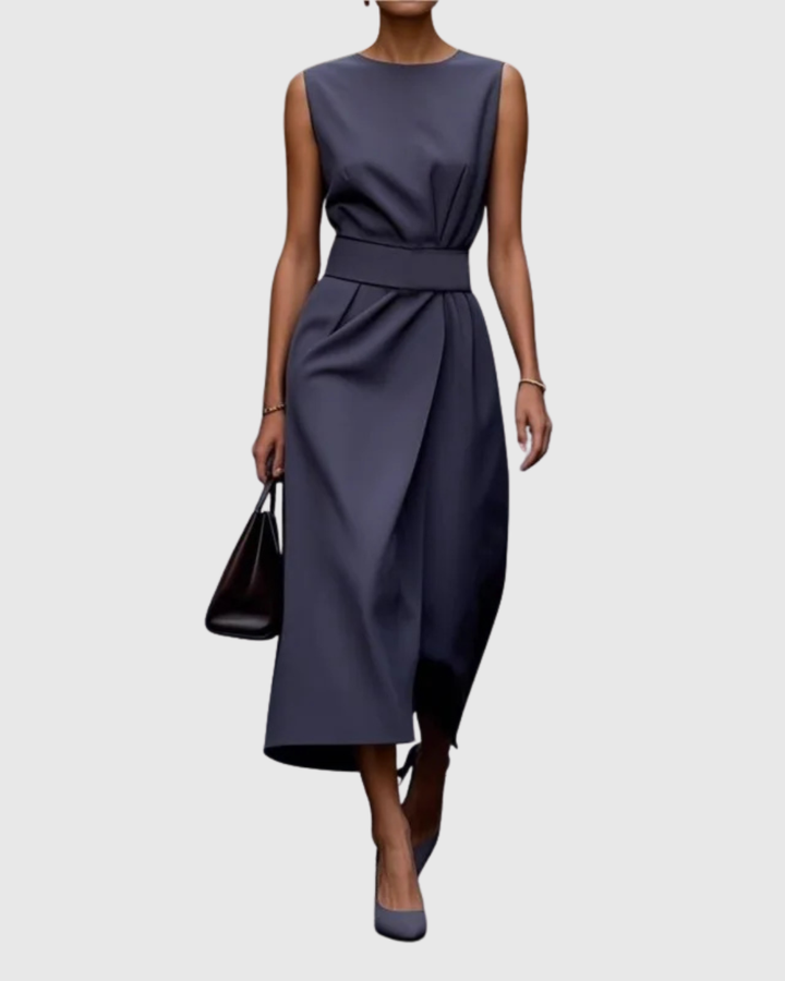 Midi Dress Womens - Sleeveless Twist Waist Design Vera - Heston Manor
