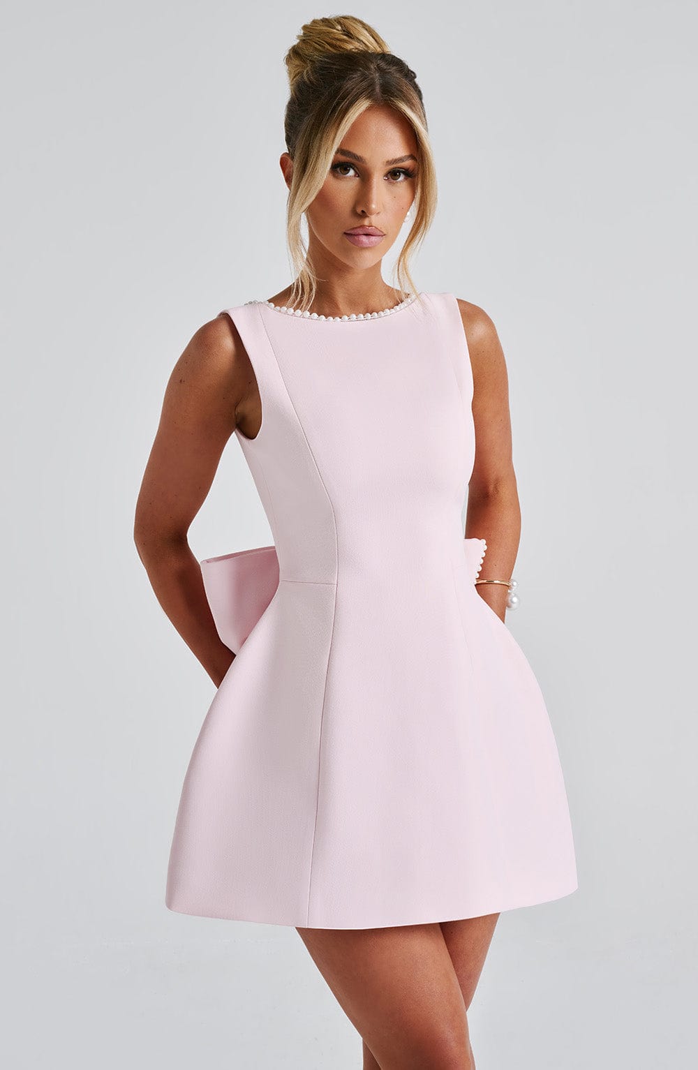 Mini Dress Womens - Pearl-Trim A-Line Sleeveless Chicella - Heston Manor