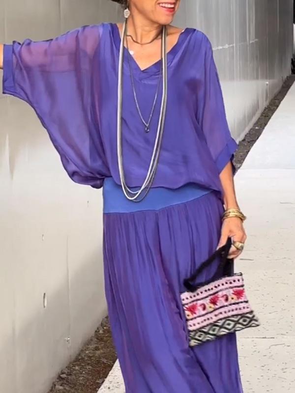 V-Neck Jumpsuit Womens - 2 Piece Batwing Sleeve Set Orabela - Heston Manor