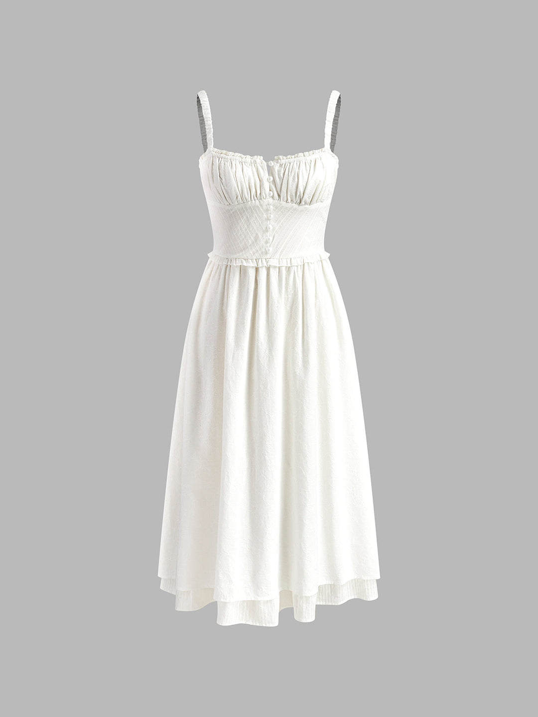 Ruffle Hem Midi Dress Womens - Smocked Button Bodice Beachwear Risara - Heston Manor