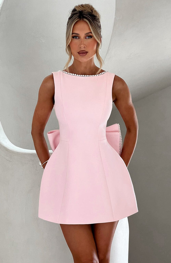 Mini Dress Womens - Pearl-Trim A-Line Sleeveless Chicella - Heston Manor
