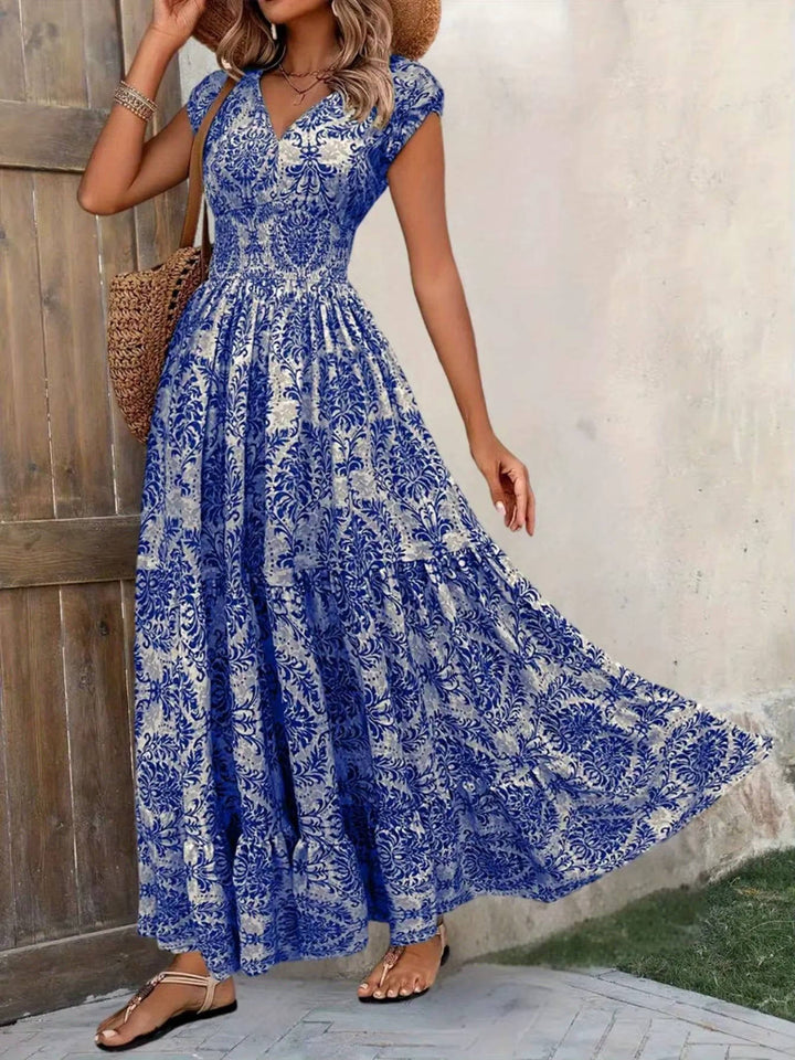 Boho Maxi Dress Womens - Smocked Waist Tiered Skirt SiennaGlow - Heston Manor