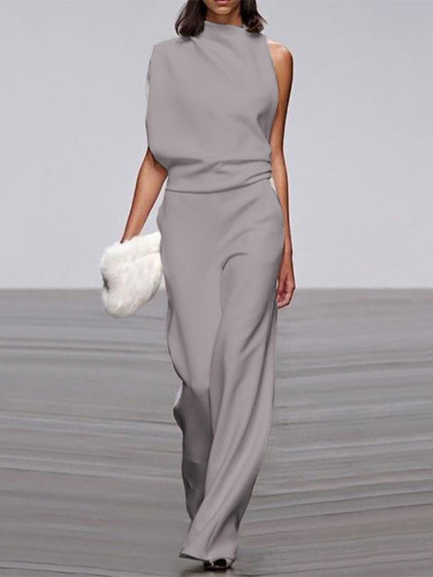 One-Shoulder Jumpsuit Womens - Elegant Wide-Leg Formal Attire Maveno - Heston Manor