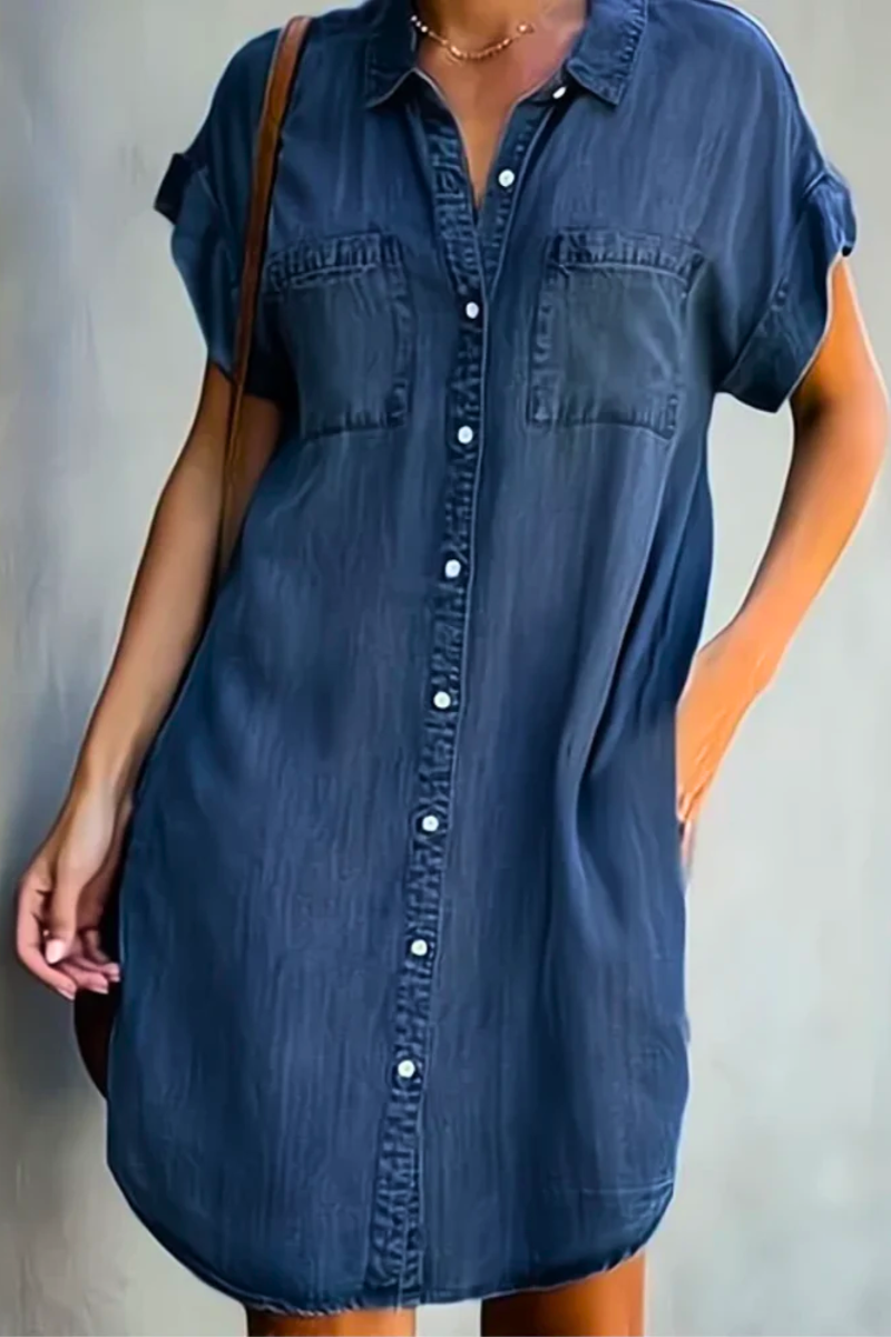 Denim Dress Womens - Flattering Structure Casual Wear Dress Francesca - Heston Manor