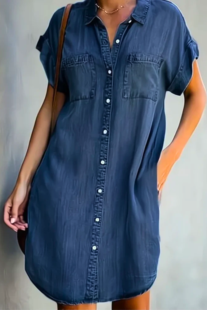 Denim Dress Womens - Flattering Structure Casual Wear Dress Francesca - Heston Manor
