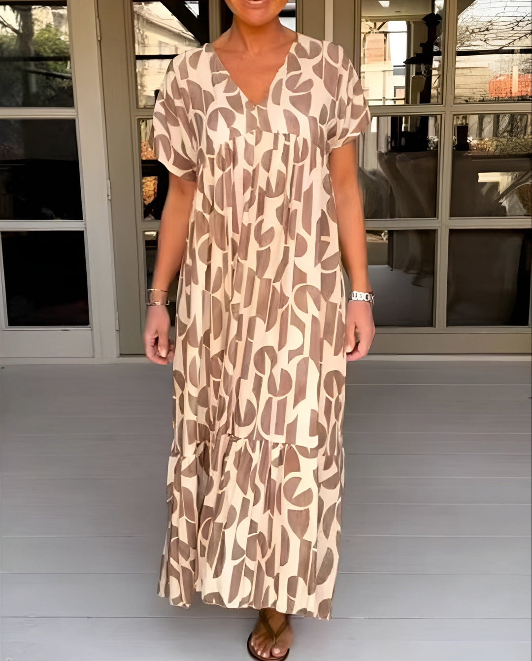 V-Neck Midi Dress Womens - Flowy Evening Silhouette Pearline - Heston Manor