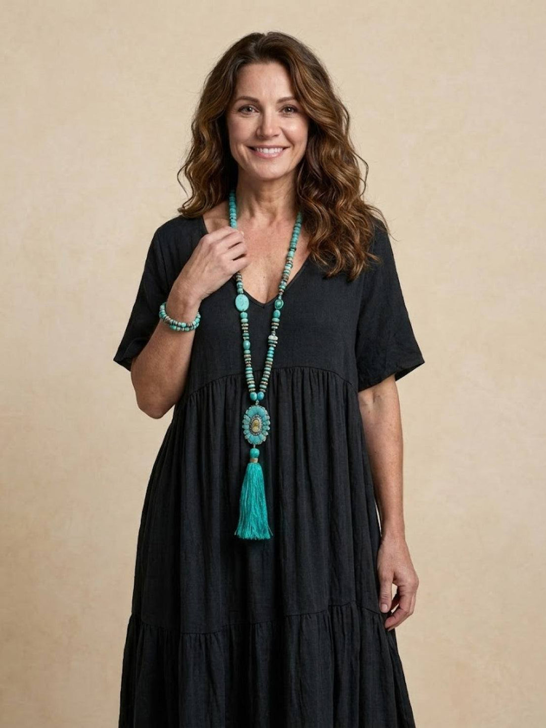 V-Neck Maxi Dress Womens - Tiered Bohemian Summer SiennaX - Heston Manor