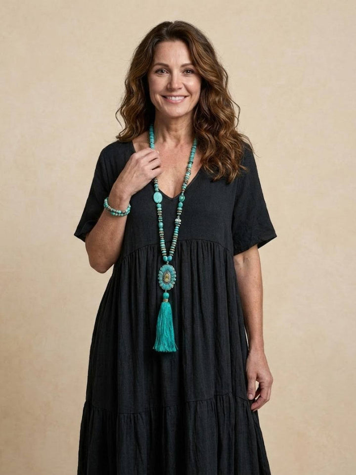 V-Neck Maxi Dress Womens - Tiered Bohemian Summer SiennaX - Heston Manor