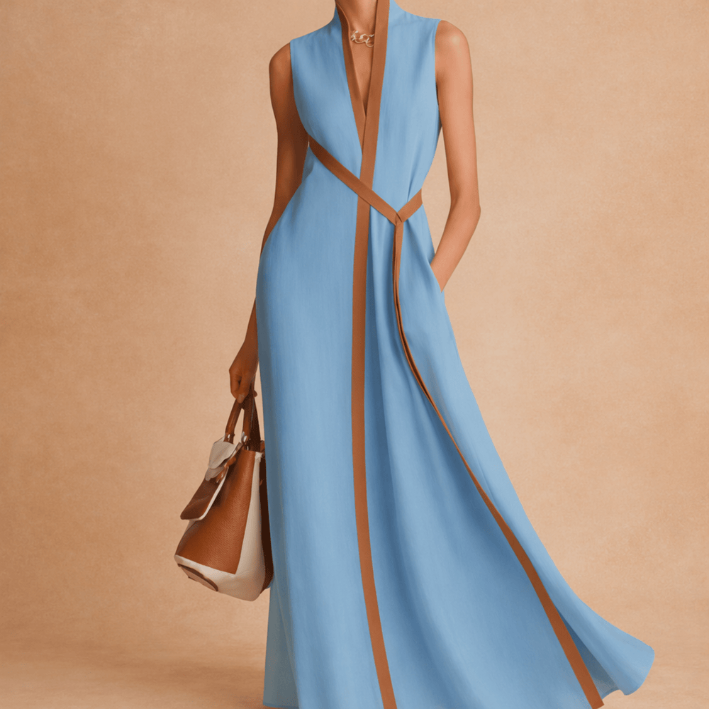 Sorelle Soft-Touch Linen Dress - Fluid Drape Wrap Silhouette - Heston Manor