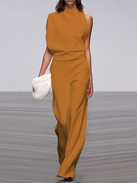 One-Shoulder Jumpsuit Womens - Elegant Wide-Leg Formal Attire Maveno - Heston Manor