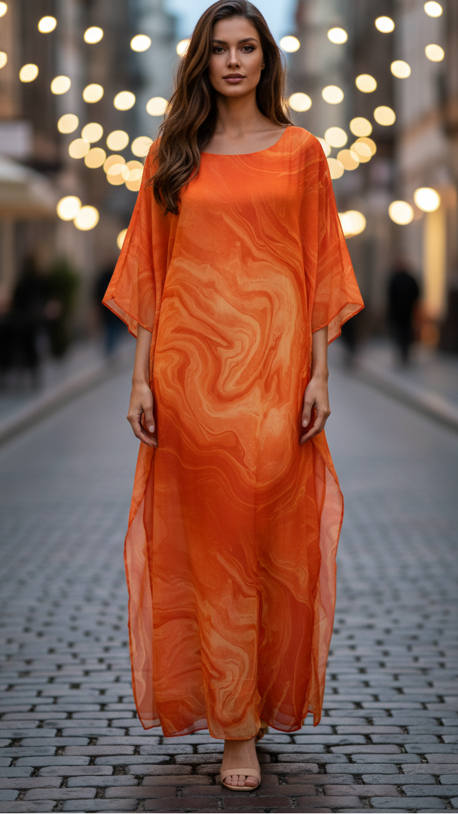 Chiffon Maxi Dress Womens - Formal Batwing Sleeve Kaftan Adoria - Heston Manor