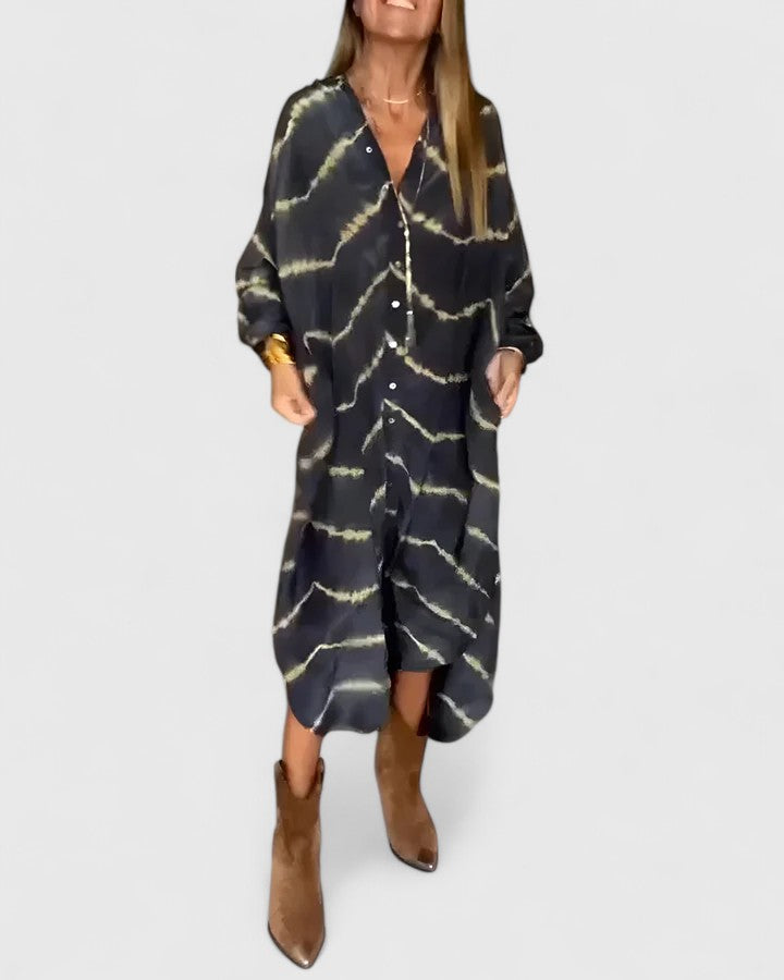 Tie-Dye Shirt Dress Womens - Versatile Button-Down Midi Elorna - Heston Manor
