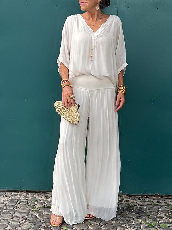 V-Neck Jumpsuit Womens - 2 Piece Batwing Sleeve Set Orabela - Heston Manor