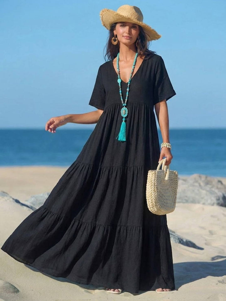 V-Neck Maxi Dress Womens - Tiered Bohemian Summer SiennaX - Heston Manor