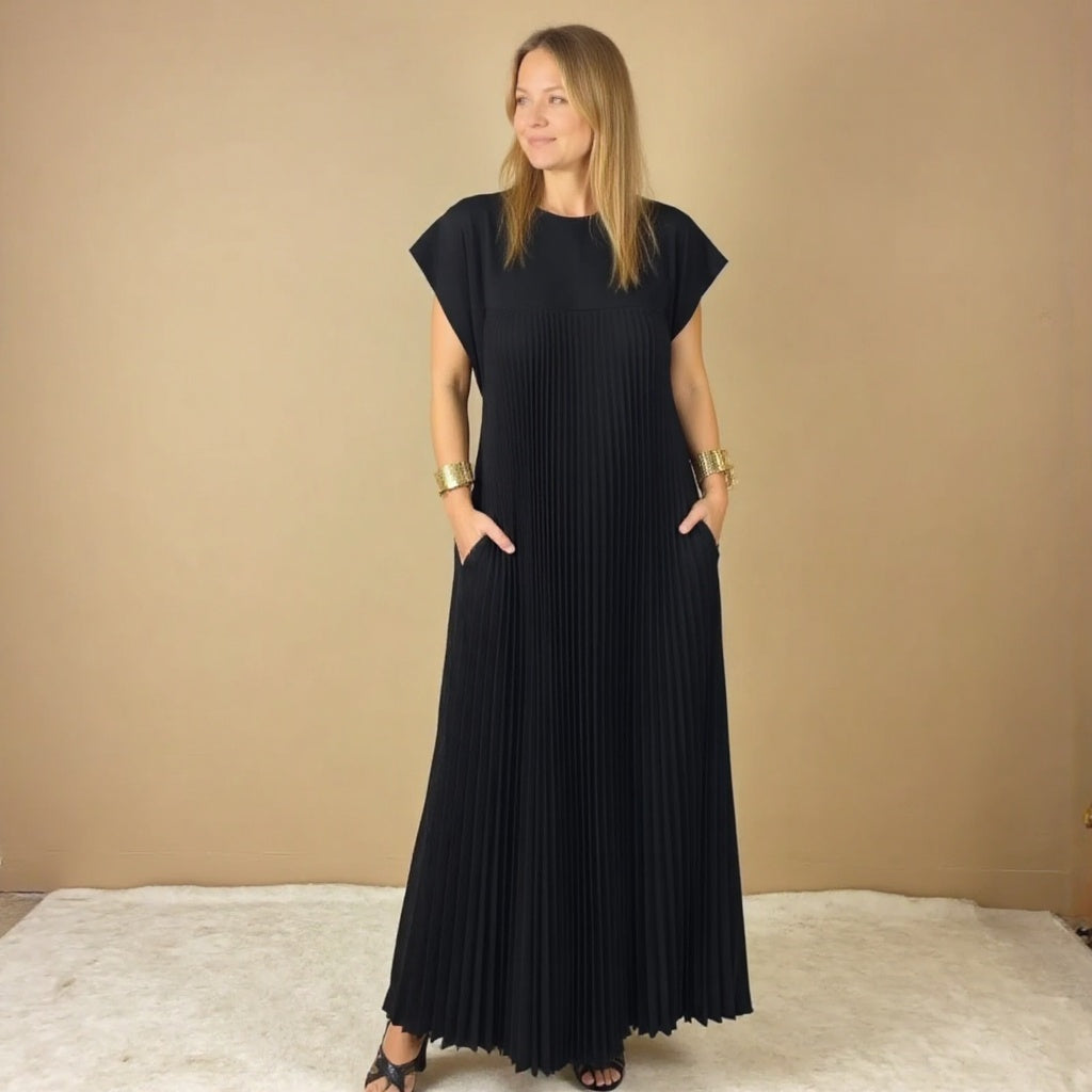 Maxi Dress Womens - Flowy Pleated Cocktail Gown Fernalyn - Heston Manor