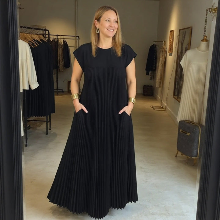 Maxi Dress Womens - Flowy Pleated Cocktail Gown Fernalyn - Heston Manor