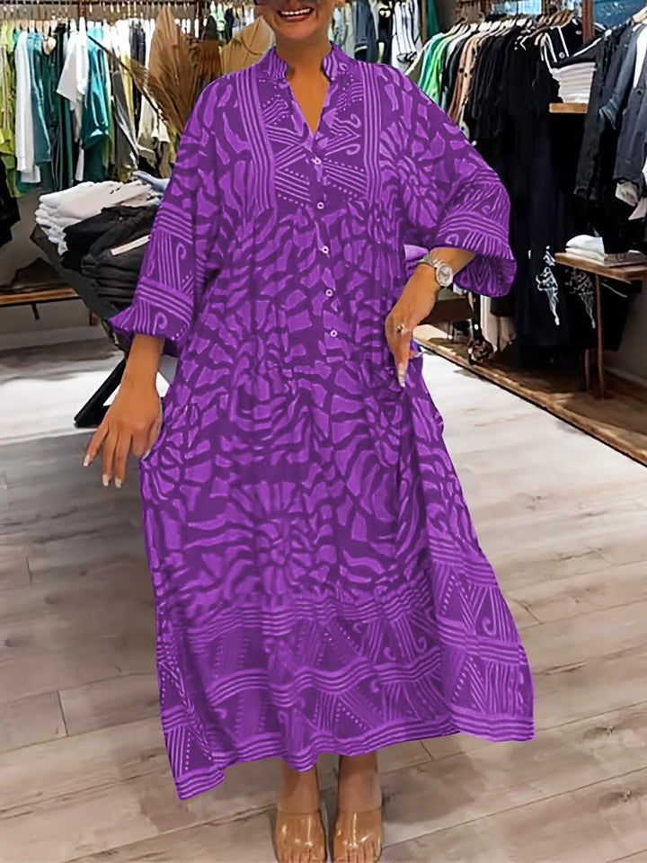 V-Neck Flowy Dress Womens - Tummy Control Loose Fit Elegance Mariglim - Heston Manor