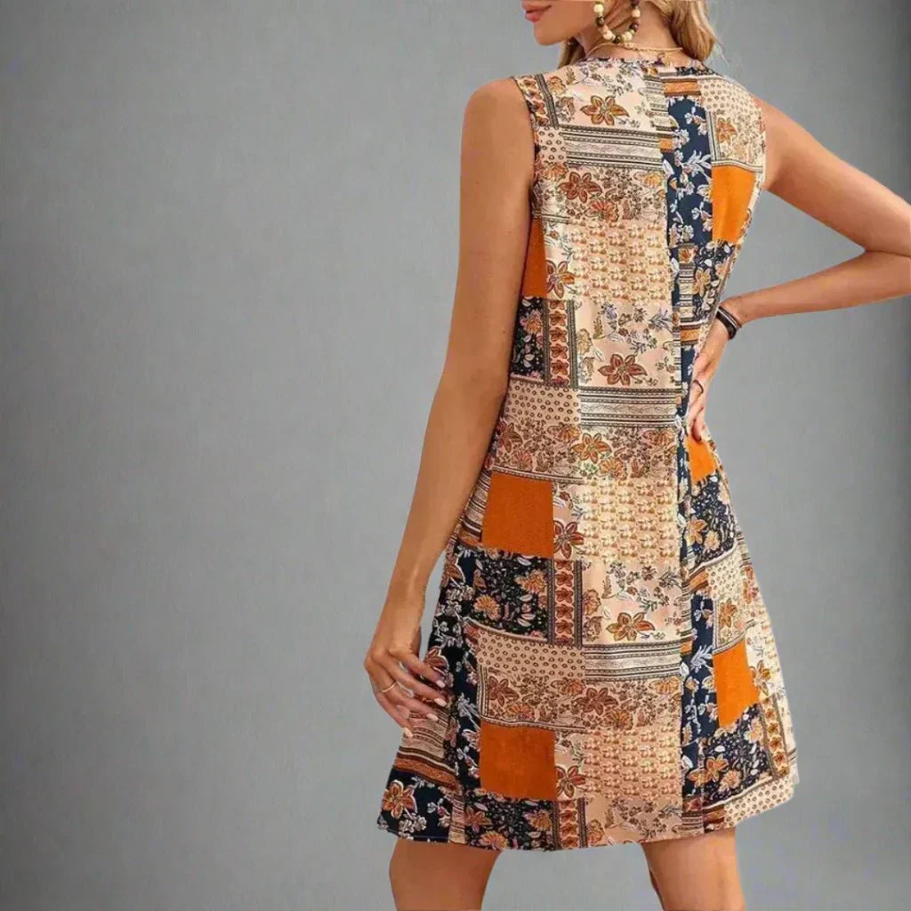 Boho Mini Dress Womens - Patchwork Summer Wear Indie-Gala - Heston Manor