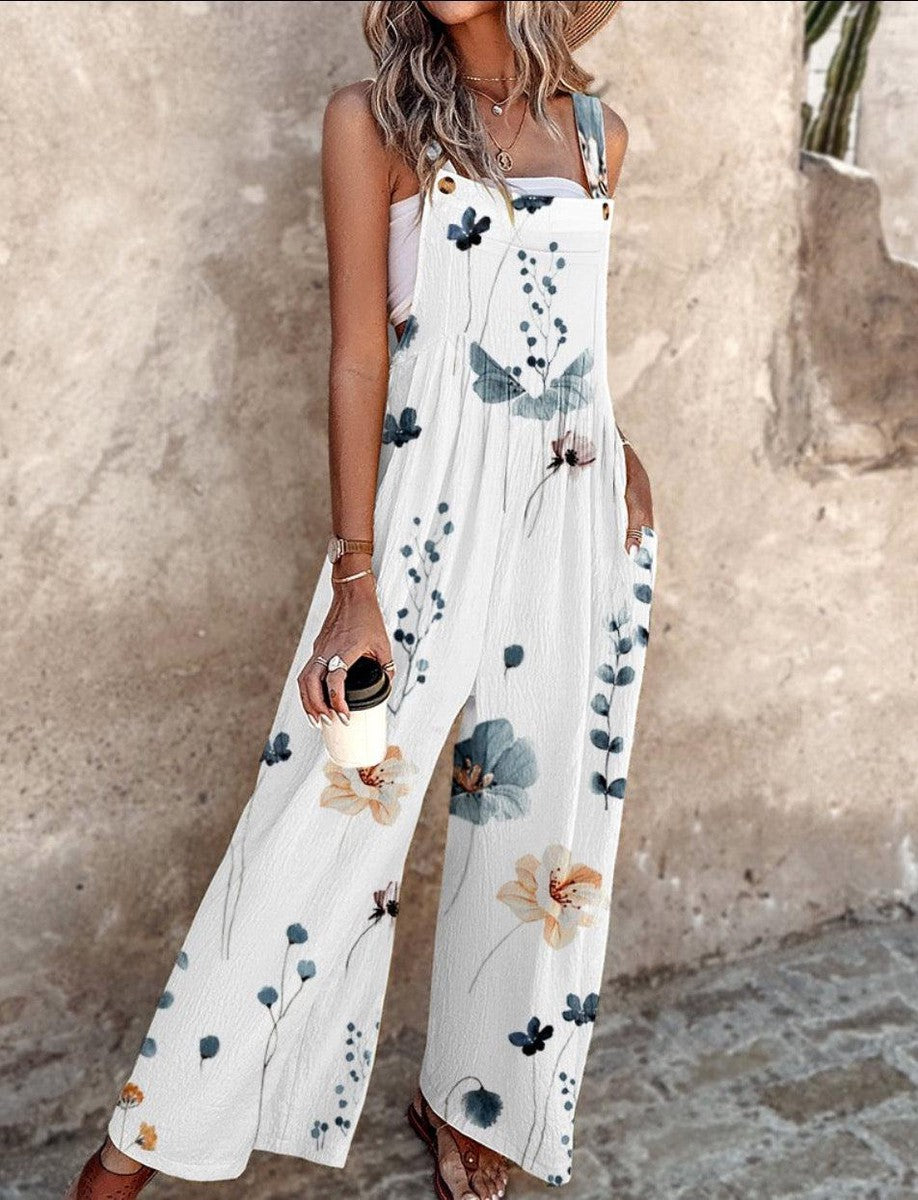 Floral Print Jumpsuit Womens - Wide Leg Summer Overalls Dayglow - Heston Manor
