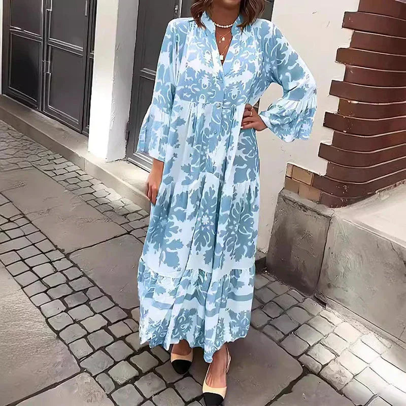 Boho Maxi Dress Womens - Flowy Printed Casual Outfit Zephra - Heston Manor