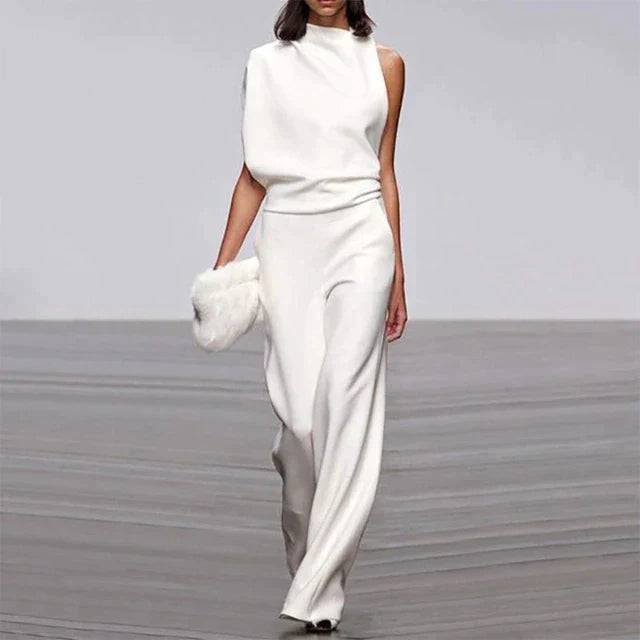 Mock Neck Jumpsuit Womens - Sleeveless Wide-Leg Elegance Vivirose - Heston Manor