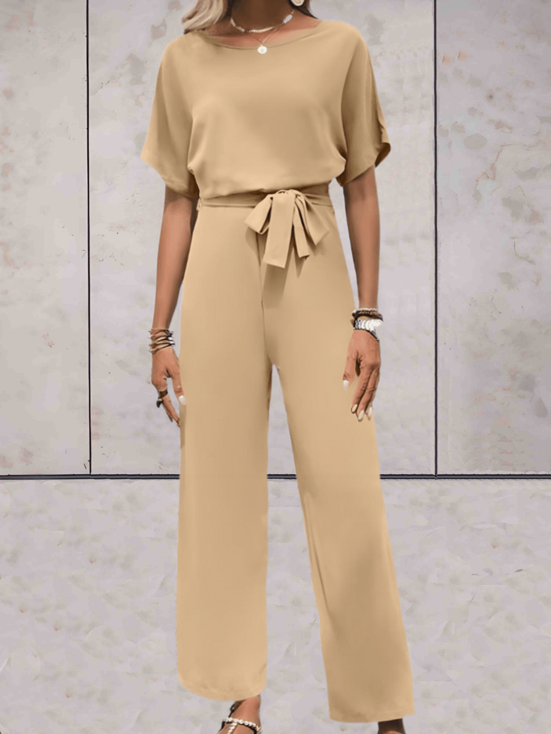 Women's Two-Piece Set - Camel Short Sleeve Outfit Padero - Heston Manor