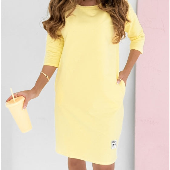 Sweatshirt Mini Dress Womens - Casual 3/4 Sleeve SkyeLite - Heston Manor