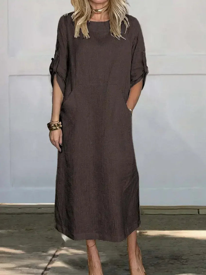 A-Line Draped Dress Womens - Evening Breathable Comfort Poppy - Heston Manor